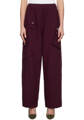 GANNI Burgundy Future Twill Suiting Elasticated Trousers