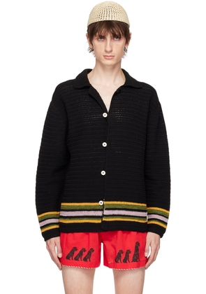 Bode Black Harbor Stripe Cardigan