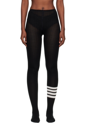 Thom Browne Black Opaque Rib 4-Bar Tights