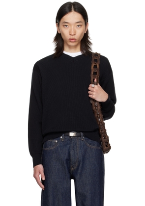 vowels Black V-Neck Sweater