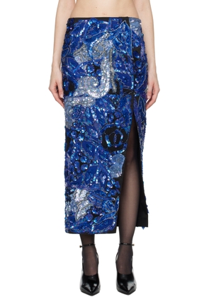 Conner Ives Blue Sequin Maxi Skirt