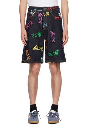 ICECREAM Indigo Allover Running Dog Denim Shorts