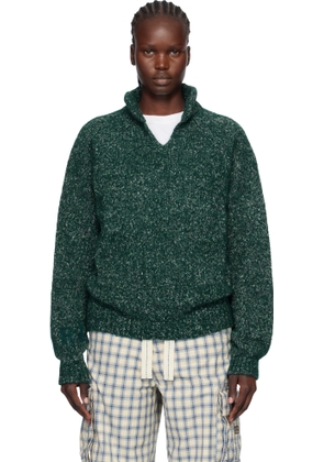 ERL Green Slit Neck Alpaca Polo