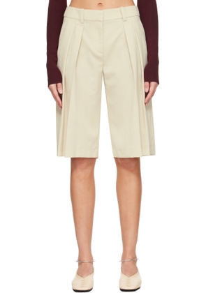 The Frankie Shop Beige Bilbao Pleated Bermuda Shorts