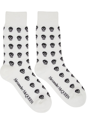 McQueen White & Black Short Skull Socks