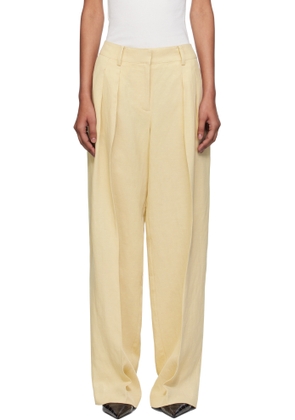 The Frankie Shop Beige Daytona Pleated Linen Trousers