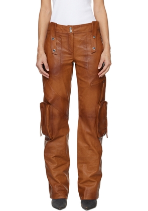 Blumarine Brown Bellows Pocket Leather Pants