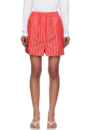 The Frankie Shop Red & White Lui Striped Cotton Boxer Shorts