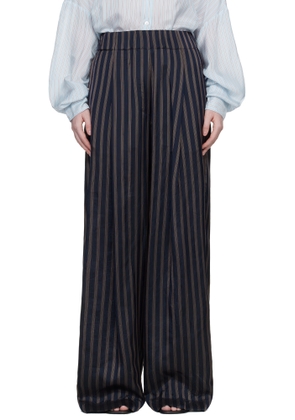 Dries Van Noten Navy Drawstring Trousers