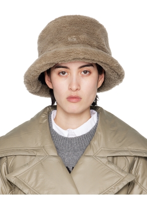 GANNI Taupe Fluffy Tech Bucket Hat