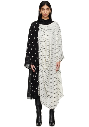 MARIE ADAM-LEENAERDT Black & White Garland Of 3 Midi Dress