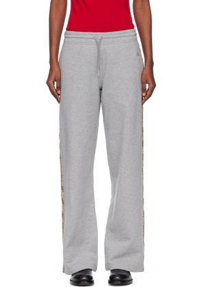 Burberry Gray Check Trim Cotton Track Pants