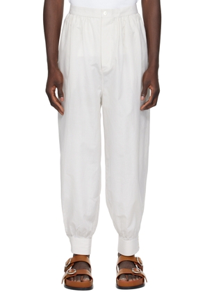 Hed Mayner White & Beige Striped Trousers