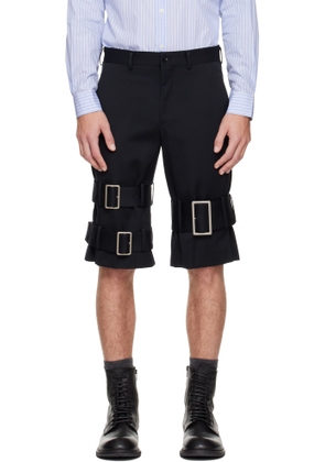 Comme des Garçons Homme Plus Black Wool Cotton Black Satin Shorts