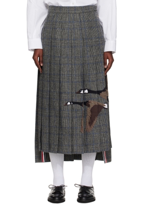 Thom Browne Gray Classic Pleated Maxi Skirt