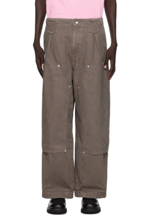 Kenzo Taupe Kenzo Paris 'KENZO Weave' Double Knee Trousers