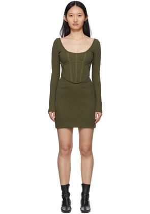 Dion Lee SSENSE Exclusive Khaki Rib Corset Mini Dress