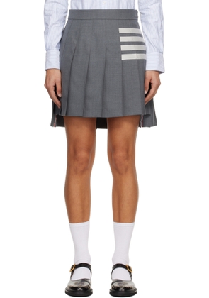 Thom Browne Gray Plain Weave 4-Bar Pleated Miniskirt