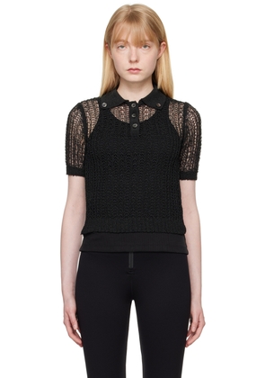 RECTO Black Net Crop Polo