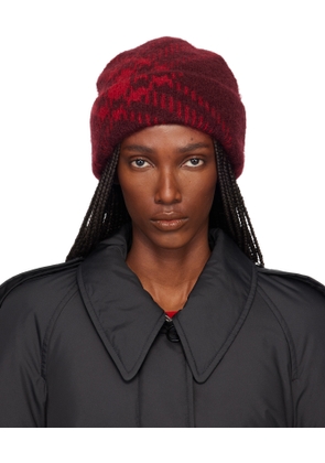 Burberry Burgundy Check Mohair Wool-Blend Beanie