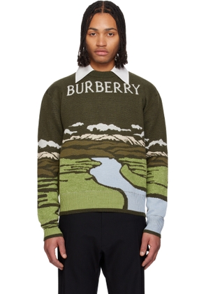 Burberry Green Landscape Wool Blend Sweater