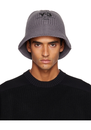 Y-3 Gray Heritage Knit Bucket Hat