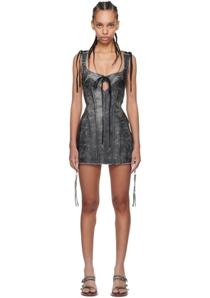 KNWLS Black Nihil Leather Minidress