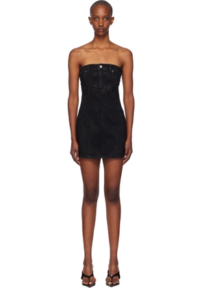 Alexander Wang Black Hotfix Tube Denim Minidress