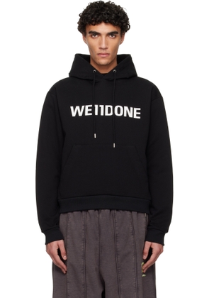 We11done Black Basic Logo Fitted Hoodie