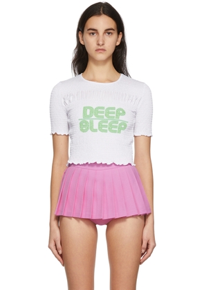 Pushbutton White 'Deep Sleep' Cropped T-Shirt