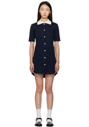 Thom Browne Navy Solid Double Face Knit Polo Minidress
