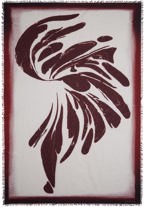 Dries Van Noten Burgundy & Gray Printed Scarf