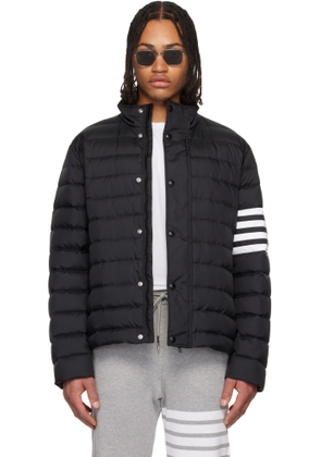 Thom Browne Black Shiny Ripstop 4-Bar Lightweight Down Jacket