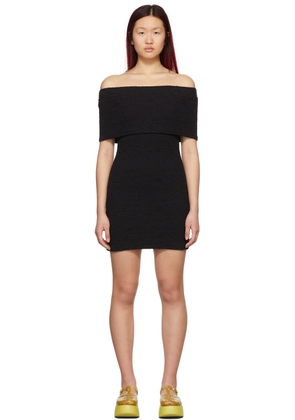 MSGM Black Crinkle Embossed Strapless Dress