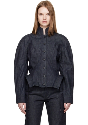 Mugler Indigo Sculptural Denim Jacket