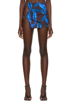 Louisa Ballou Brown & Blue Double Ring Miniskirt