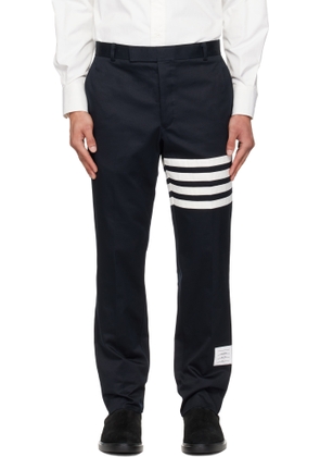 Thom Browne Navy Cotton Twill 4-Bar Unconstructed Chino Trousers