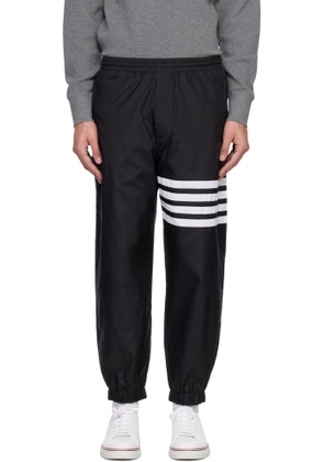 Thom Browne Black Shiny Ripstop 4-Bar Track Pants