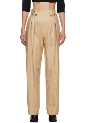 Victoria Beckham Beige Gathered Waist Trousers