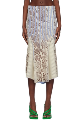 Stanley Raffington SSENSE Exclusive Off-White & Blue Midi Skirt