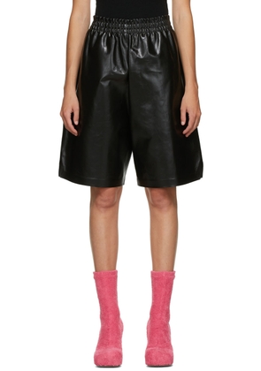 Bottega Veneta Black Leather Shiny Shorts