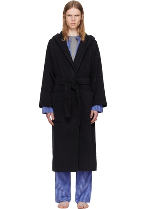 Tekla Black Terry Hooded Bathrobe