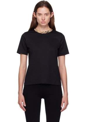 Burberry Black Check Trim Cotton T-shirt