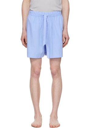 Tekla Blue Poplin Pyjama Shorts