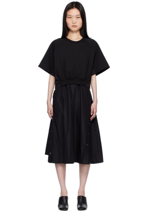 3.1 Phillip Lim Black Short Sleeve French Terry Combo Midi Dress