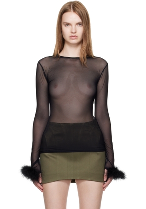 Mugler Black Marabou Mesh T-shirt