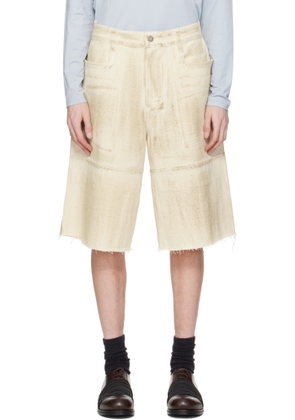Serapis Beige Tar-Painted Wide Sailor Shorts
