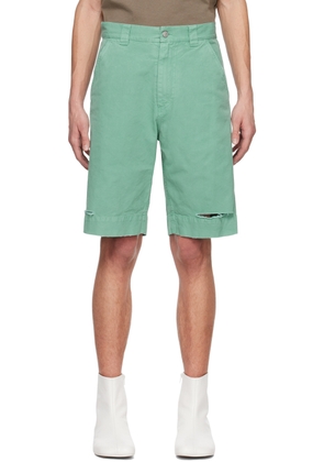 MM6 Maison Margiela Green Distressed Shorts
