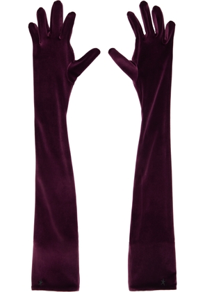 Mugler Burgundy Velour Gloves