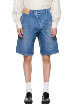 JW Anderson Blue Twisted Workwear Denim Shorts
